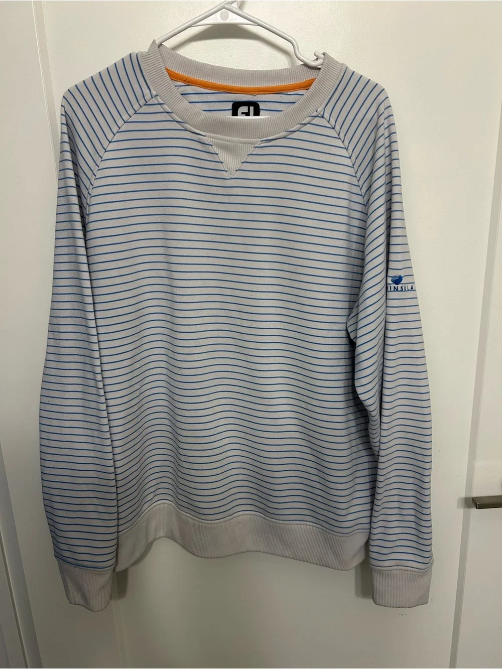 Footjoy Stripped Sleeve Logo Crewneck Sweatshirt